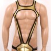 Mankini Sous-vêtements métalliques brillants à larges bretelles pour hommes, poudres bombées
