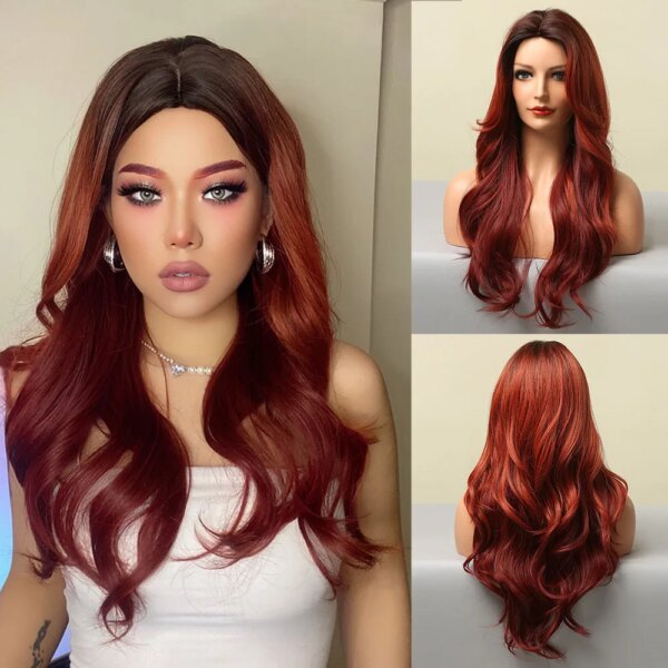 7865-9bcdc9.jpg perruque Body Wave synthétique rouge longue