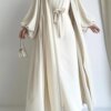 79049-5af000.jpg kimono abaya Robe élégante deux pièces unie Kebaya Ramadan, tenue de plage ouverte sur le devant et abaya nouée à la taille