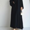 kimono abaya Robe élégante deux pièces unie Kebaya Ramadan, tenue de plage ouverte sur le devant et abaya nouée à la taille