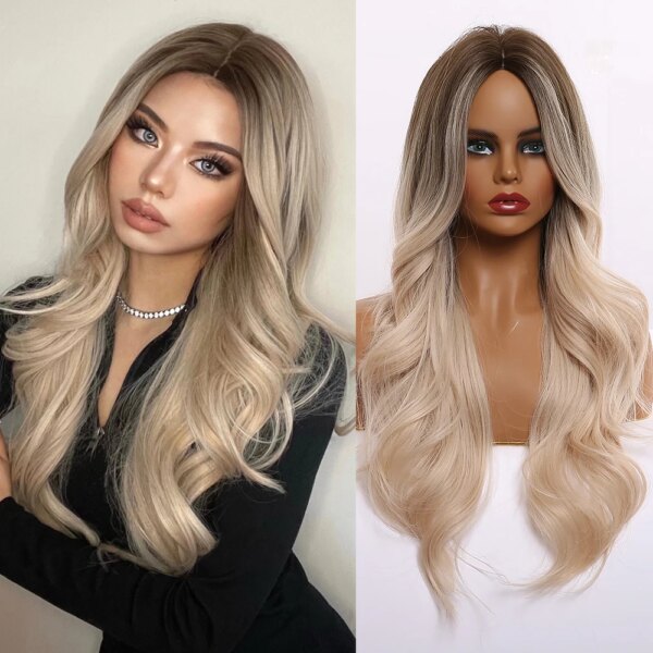 perruque Body Wave synthétique rouge longue