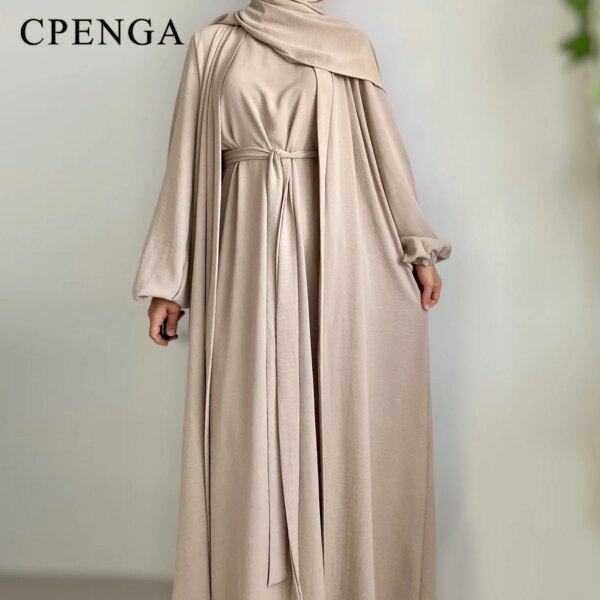 Kimono Abaya Nouveaux ensembles musulmans pour femmes Robe de prière du Ramadan