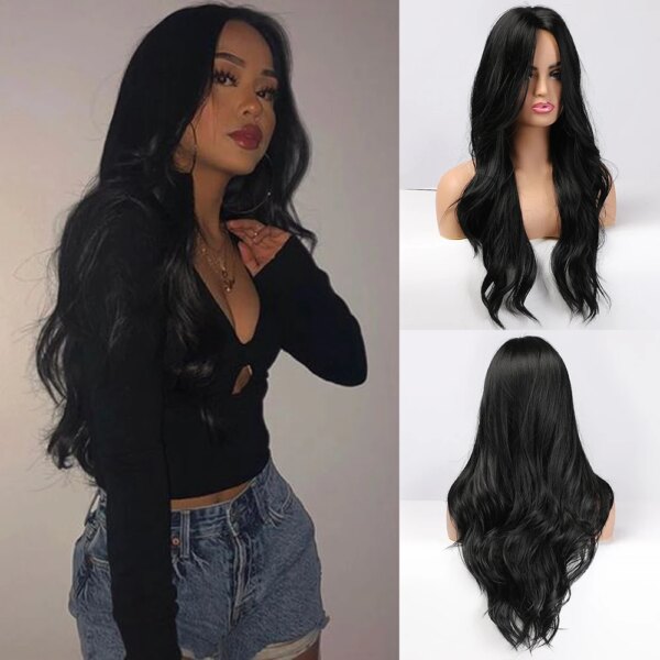 perruque Body Wave synthétique rouge longue