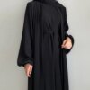 79283-96b1c6.jpg Kimono Abaya Nouvel ensemble abaya en tissu froissé ouvert + longue robe intérieure vêtements islamiques