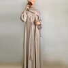 Kimono Abaya  Nouvel ensemble abaya en tissu froissé ouvert + longue robe intérieure vêtements islamiques