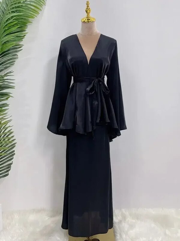 Kimono Abaya  Abaya en satin pour femme, tenue de prière musulmane, Kaftan, Dubaï, Turquie