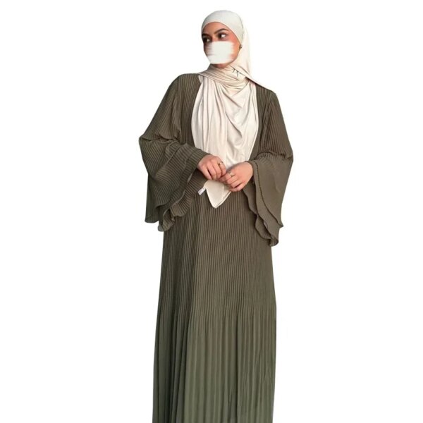 kimono abaya Robe longue à capuche en mousseline plissée pour femme musulmane de Dubaï