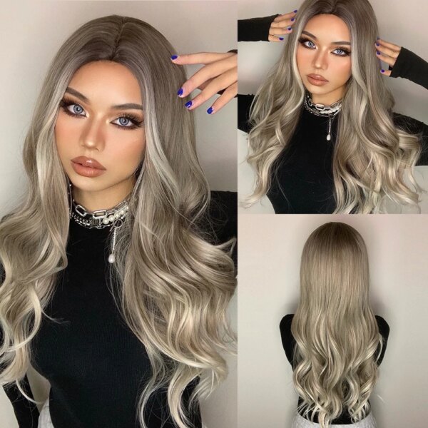 perruque Body Wave synthétique rouge longue