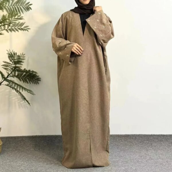 kimono Abayas musulmanes, caftan ample, vêtements islamiques pour femmes, broderie de lune
