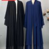 kimono abaya Ramadan Kebaya mousseline de soie ouverte Abaya pour les femmes Robe