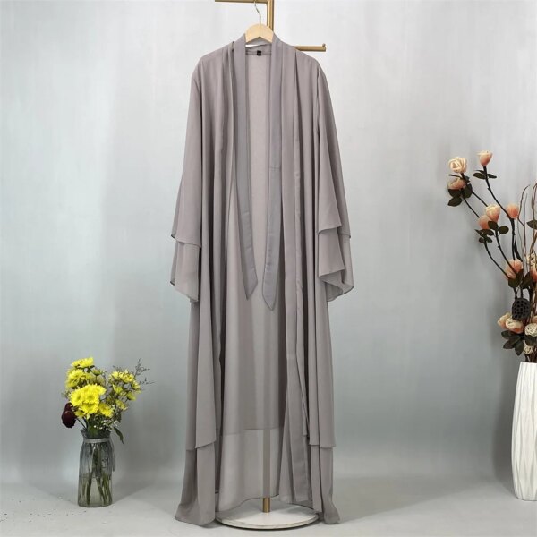 kimono abaya Ramadan Kebaya mousseline de soie ouverte Abaya pour les femmes Robe