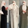 Kimono abaya Eid robe musulmane pour femmes plissée manches évasées Jalabiya