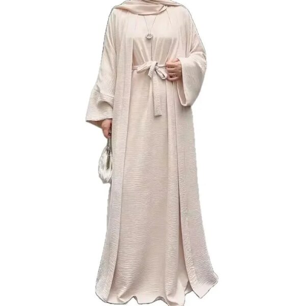 kimono abaya Robe longue cardigan pour femme musulmane, ensemble deux pièces