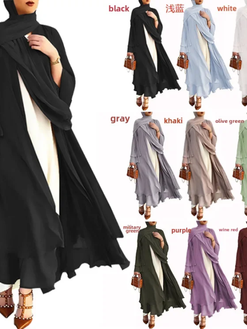 kimono abaya Robe longue élégante en mousseline de soie, nouvelle collection ivoire