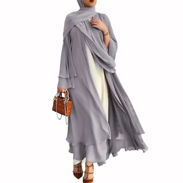 kimono abaya Robe longue élégante en mousseline de soie, nouvelle collection ivoire