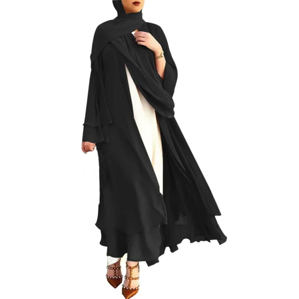 kimono abaya Robe longue élégante en mousseline de soie, nouvelle collection ivoire