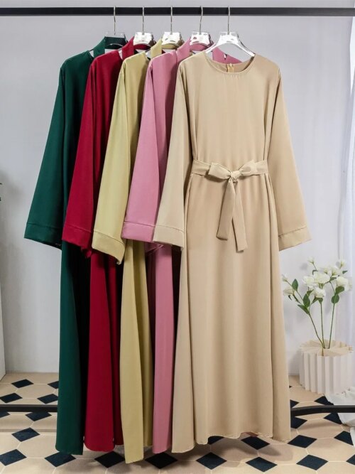 Kimono Abayas musulmanes longues et maxi robes de prière pour femmes, caftans avec ceinture