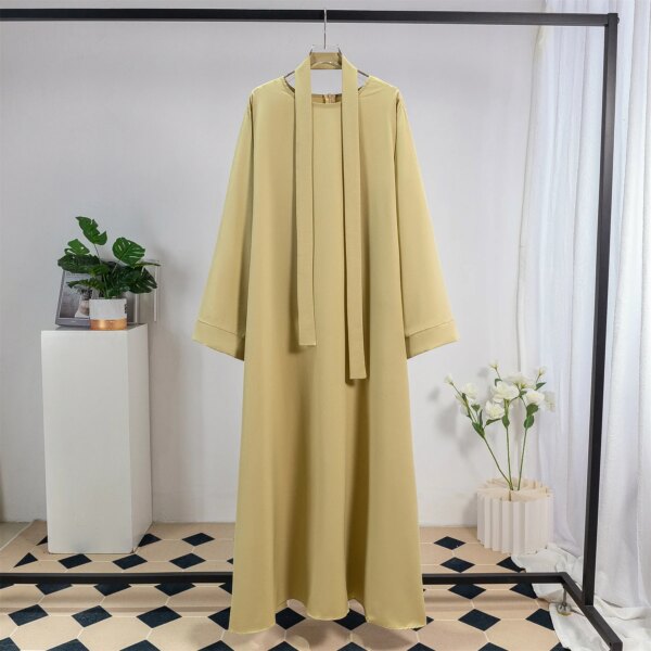 Kimono Abayas musulmanes longues et maxi robes de prière pour femmes, caftans avec ceinture