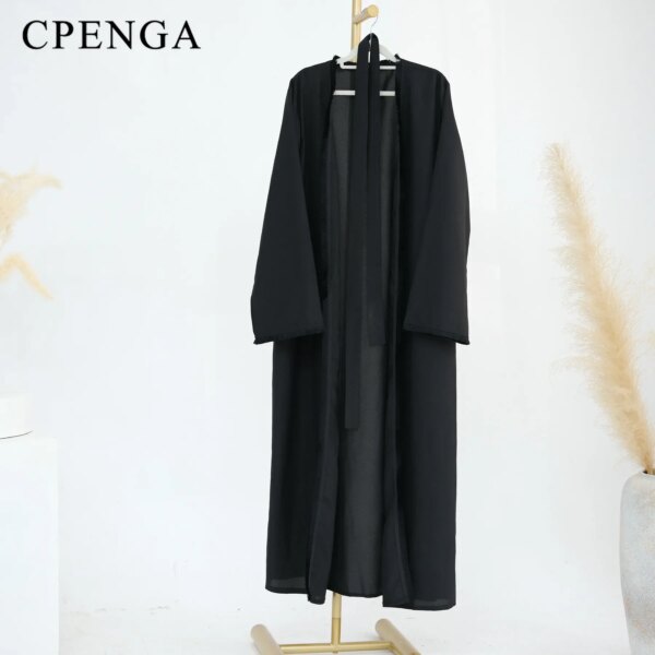 80037-1e9036.jpg Kimono Abaya,Robe musulmane modeste à franges pour femmes, Ramadan , Arabie saoudite, Eid, Dubaï, luxe, islamique, solide, caftan de Turquie