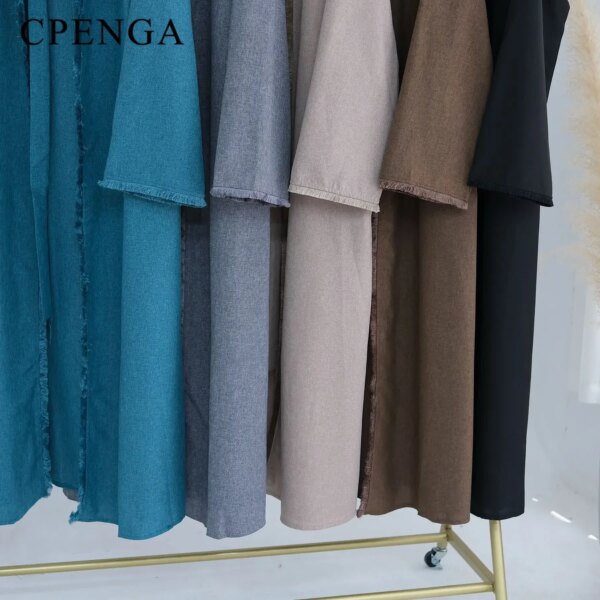 80037-ae4e37.jpg Kimono Abaya,Robe musulmane modeste à franges pour femmes, Ramadan , Arabie saoudite, Eid, Dubaï, luxe, islamique, solide, caftan de Turquie