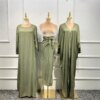 kimono abaya Ensembles musulmans assortis 3 pièces pour l'Aïd, le Ramadan, les abayas
