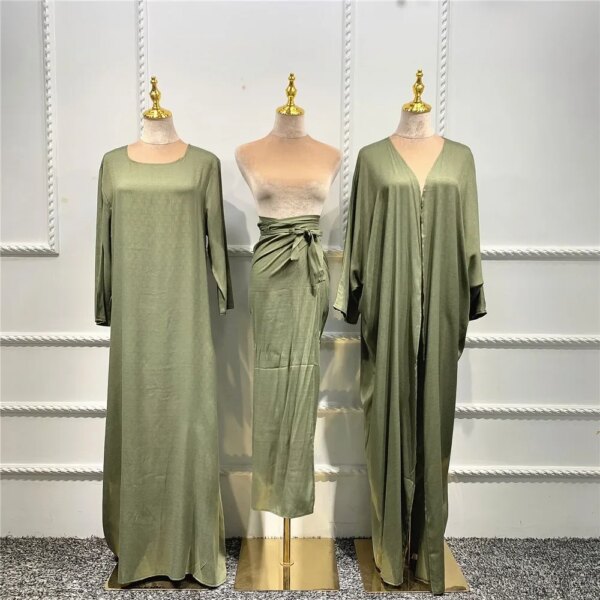 kimono abaya Ensembles musulmans assortis 3 pièces pour l'Aïd, le Ramadan, les abayas