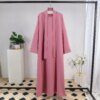 kimono Abayas musulmanes pour femmes, caftans, longues robes de prière avec ceinture, manches longues