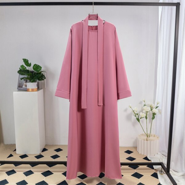 kimono Abayas musulmanes pour femmes, caftans, longues robes de prière avec ceinture, manches longues