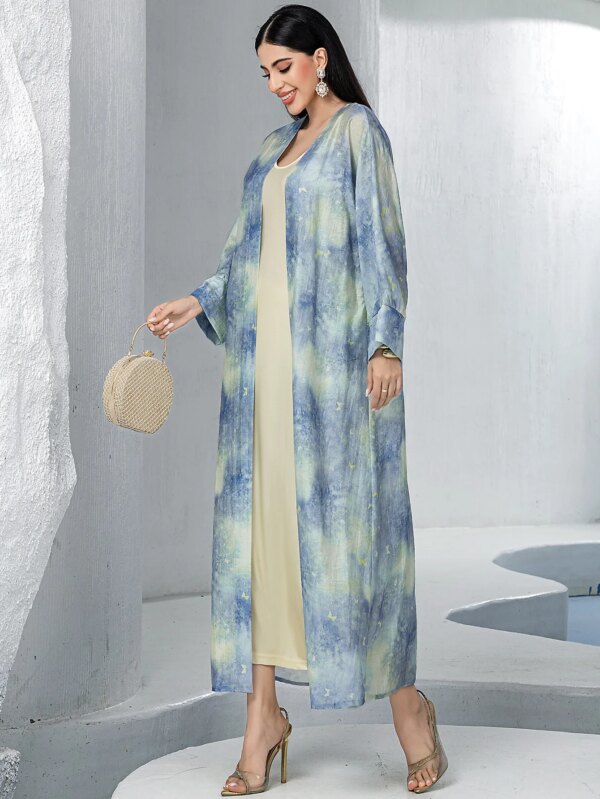 kimono abaya Ensemble Abaya turc de Dubaï, 2 pièces assorties, robe intérieure pour femmes musulmanes