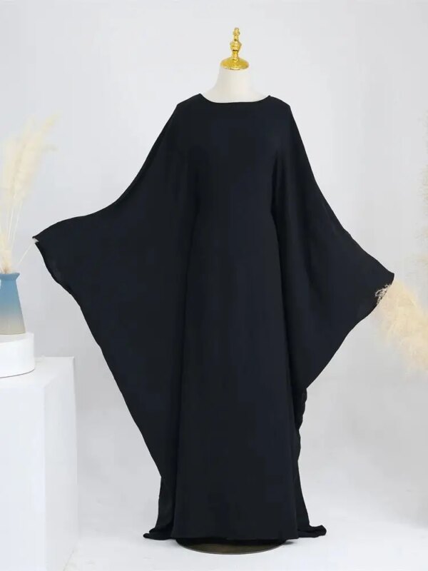 80163-0043b1.jpg kimono abaya Ramadan Eid doux crêpe Khimar chauve-souris Abaya dubaï Islam