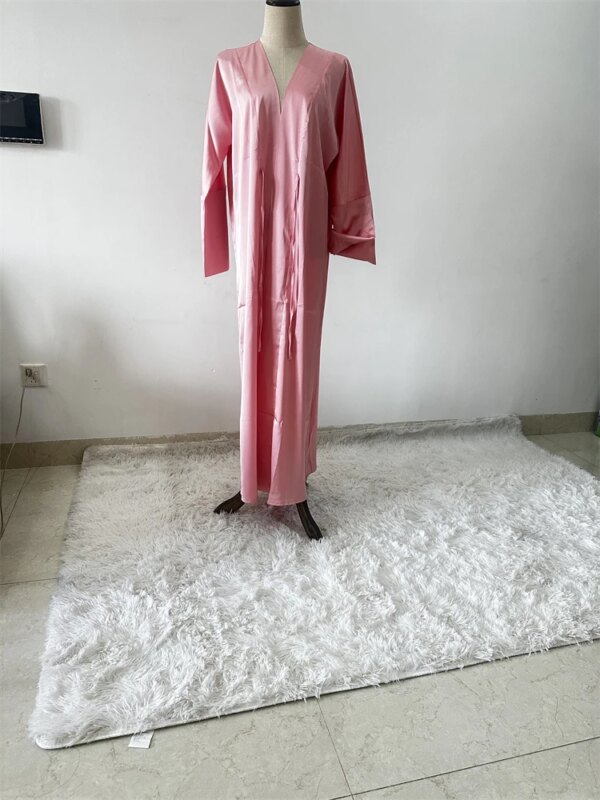 kimono abaya Ramadan Eid modeste plaine Satin ouvert Kimono Abaya Damen