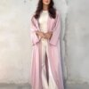 kimono abaya Ramadan Eid modeste plaine Satin ouvert Kimono Abaya Damen