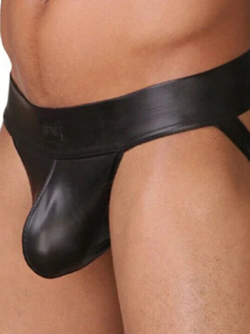 Sous-vêtement homme similicuir PU – jockstrap design moderne