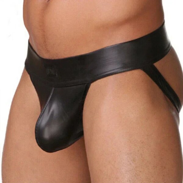 Sous-vêtement homme similicuir PU – jockstrap design moderne