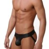 Sous-vêtement homme similicuir PU – jockstrap design moderne