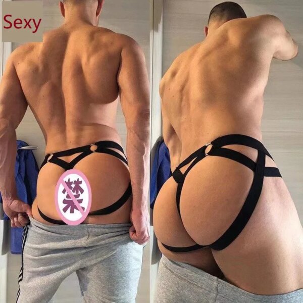 String homme, culotte érotique, slip grande taille, slip sexy en coton, dos ouvert, lingerie transparente