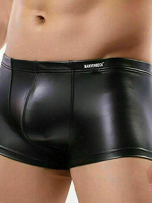 Sous-vêtements sexy pour hommes, boxers skinny, shorts, caleçons, imitation cuir, effet mouillé