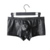 Sous-vêtements sexy pour hommes, boxers skinny, shorts, caleçons, imitation cuir, effet mouillé