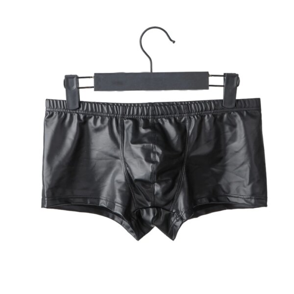 Sous-vêtements sexy pour hommes, boxers skinny, shorts, caleçons, imitation cuir, effet mouillé