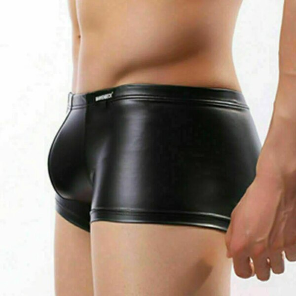 Sous-vêtements sexy pour hommes, boxers skinny, shorts, caleçons, imitation cuir, effet mouillé
