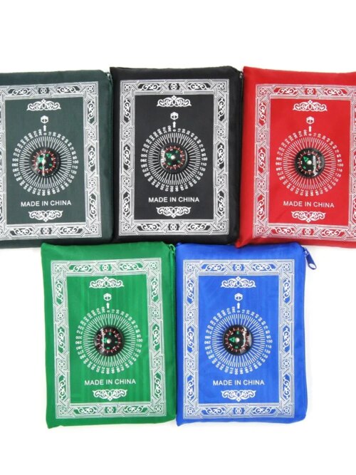 Tapis de prière portable et imperméable avec boussole, idéal pour les voyages, idéal pour les musulmans, 100 x 60 cm