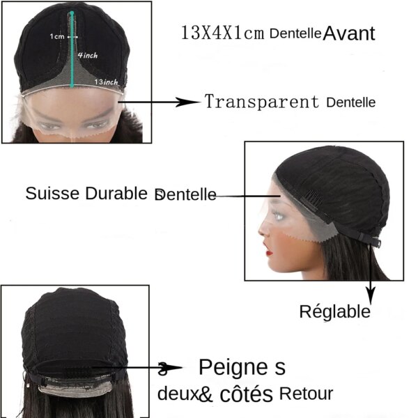 Perruque synthétiques pour femmes noires, postiche à dentelle suisse transparente