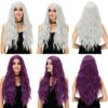 perruque de Cosplay synthétiques ondulées roses longues de 70CM
