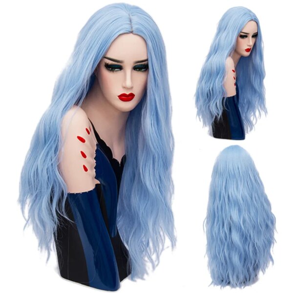 8159-cc99c2.jpg perruque de Cosplay synthétiques ondulées roses longues de 70CM