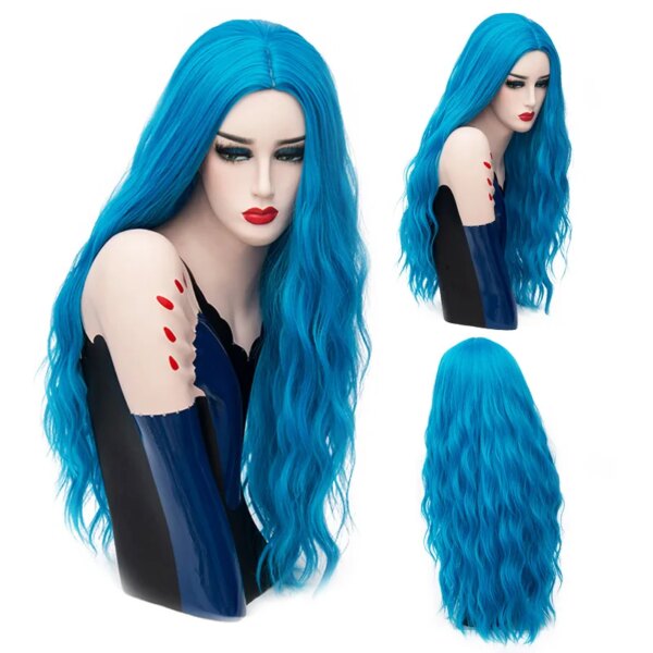 8170-2f3eb1.jpg perruque de Cosplay synthétiques ondulées roses longues de 70CM