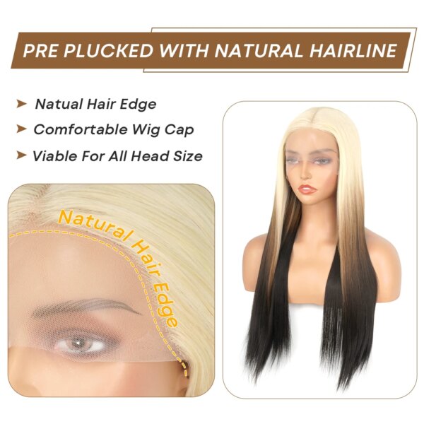 Perruque Lace Front Wig synthétique lisse ombrée brune Blonde