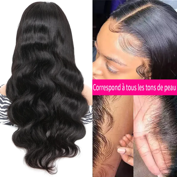 perruque naturelle Lace Front Wig Body Wave naturelle brésilienne