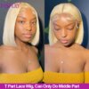 Perruque Bob Lace Frontal Wig synthétique lisse Blonde 613