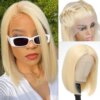 Perruque Bob Lace Frontal Wig synthétique lisse Blonde 613