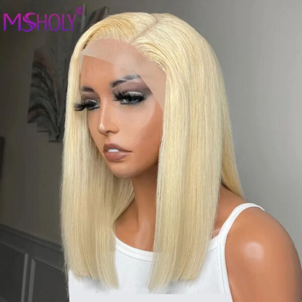 8754-a75900.jpg Perruque Bob Lace Front Wig synthétique 613 blond miel 13x4